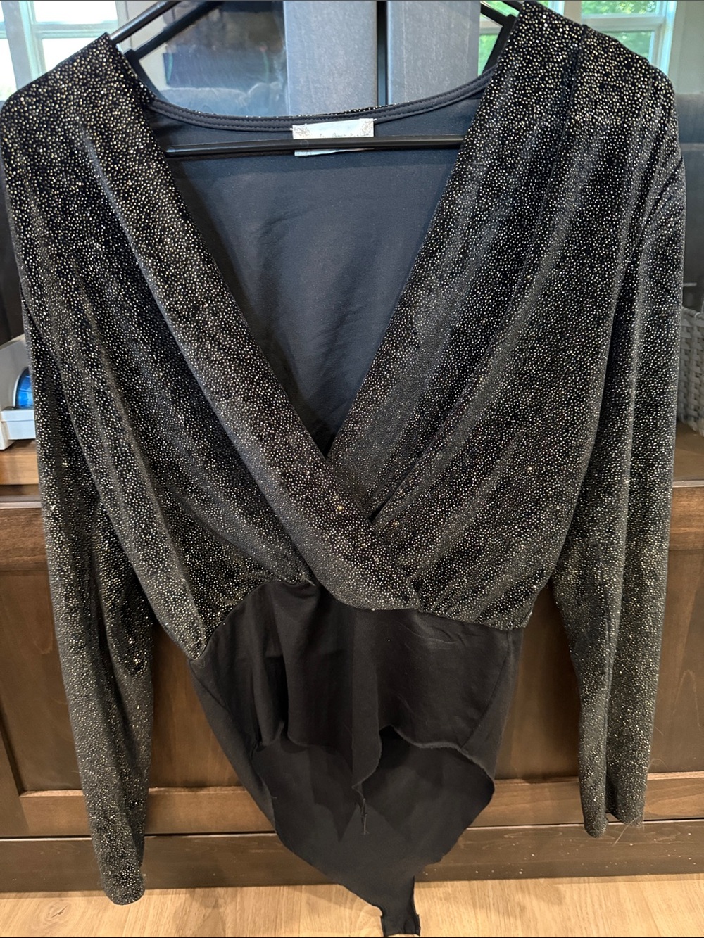 Altar'd State Black Glitter Surplice Top